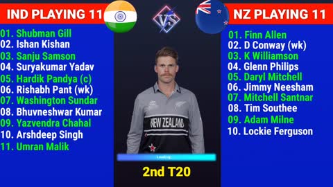 India vs New Zealand 2nd T20 playing 11 Comparison IND vs NZ playing 11 IND Playing 11
