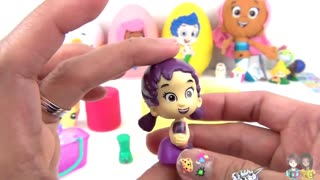 Nat and Essie Open Bubble Guppies Play Doh Eggs