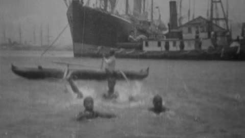 Kanakas Diving For Money (1898 Original Black & White Film)