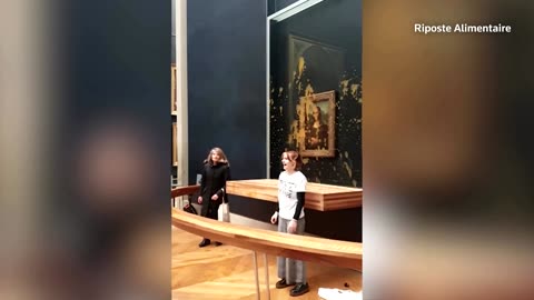 Activists throw soup at Mona Lisa painting in Paris
