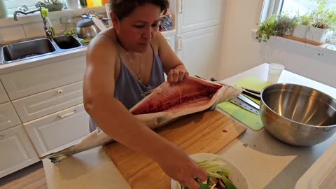 Preparing Salmon.