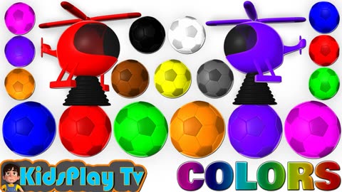 Learn Colors With Soccer Balls - 3D UFO - for Kid Children and Toddlers - Kids Play Tv