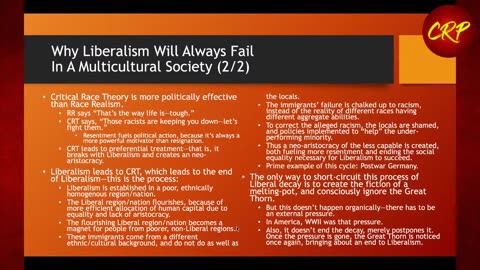 Weekly Webinar #71: “Why Liberalism Will Always Fail In A Multicultural Society”