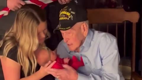 101-year-old veteran meets his great-great granddaughter
