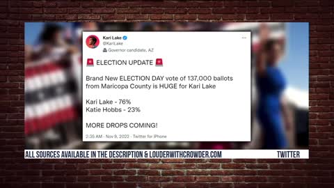 Over 384K Mail-In ballots dropped off on Election Day which will mostly go to Kari Lake