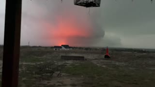 Tank Battery Struck by Lightning Illuminates Stormy Skies