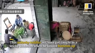 Firefighters free Chinese toddler stuck upside down in a stone mill while doing headstand