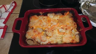Making a Cheese potato casserole for dinner