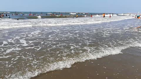 Boys Enjoys Summer Waves In Ras El Bar Beach