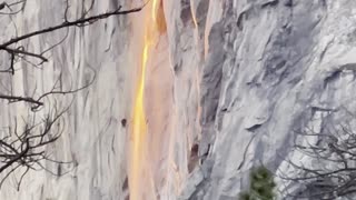 Sunlight Turns Waterfall into Firefall