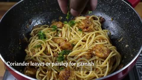 Spicy Butter Garlic Shrimp Pasta Recipe | Prawn Pasta