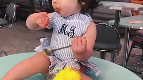 Marlowe eating ice sorbet