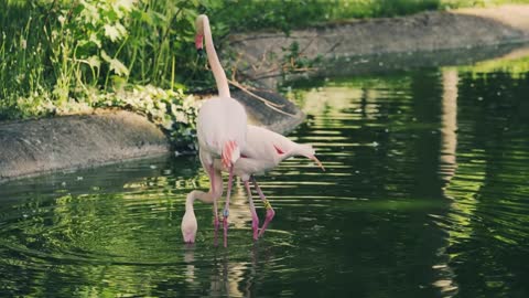 Beautiful Flamingo Birds slow Dancing very romantic