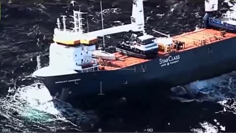 Watch bad weather obstruct the rescue of the stricken Dutch ship
