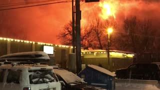 Huge Construction Site Fire Draws a Crowd