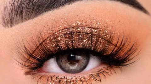 Golden glitter makeup#beautiful eye makeup