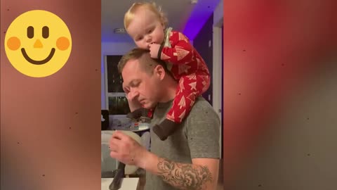 baby eating with dady funny video