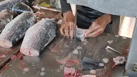 Great Frozen Rohu Fish Cutting Skills And Machine In Bangladesh Fish Market