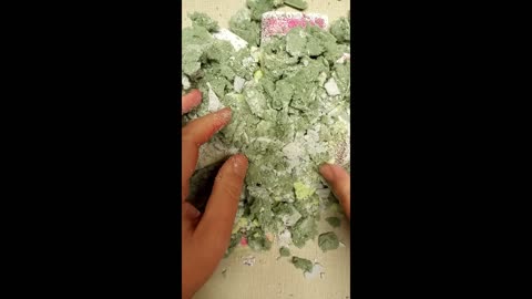 ASMR Violet And Lime Floral Foam With Dry Paste