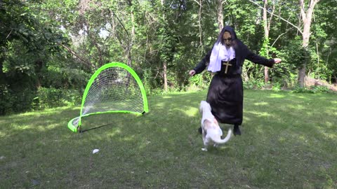 Dogs vs Demon Nun from 'The Conjuring' Prank_ Funny Dogs Maymo, Penny, & Potpie Befriend The Nun