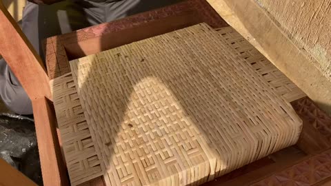 DIY hand diamond engraving on rattan on wood.