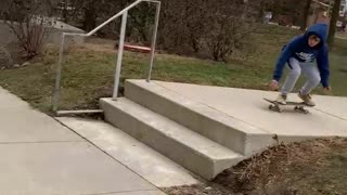 Ollie down a 2 stair