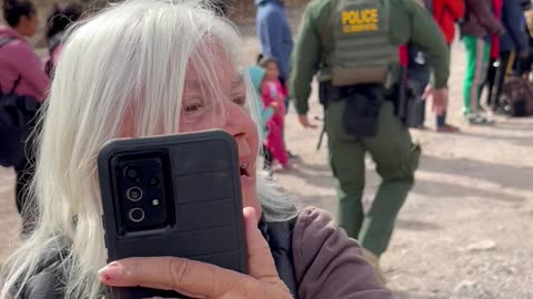 Border Karen losing her mind over journalists documenting the border invasion
