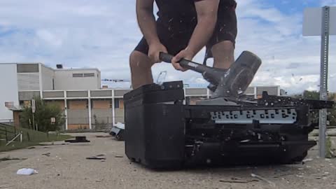 Man Smashes Canon Printer With A Sledge Hammer - HAMMER TIME!