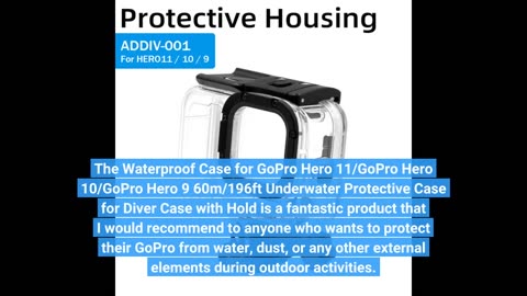 Wasserdichtes Gehäuse für GoPro Hero 11/GoPro Hero 10/GoPro Hero 9, 60 m/196 ft Unterwasser-Schutz