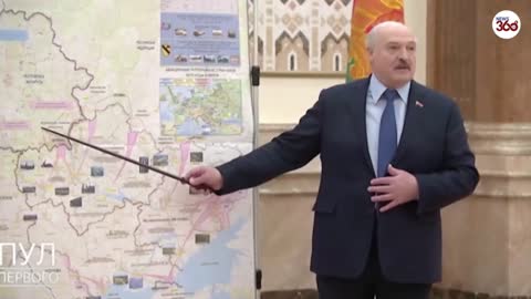 Belarus President Lukashenko shows off map of Russia's plan of military actions in Ukraine.