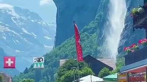 An unusual Swiss waterfall