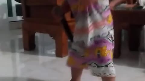 Funny kid boy dancing