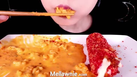 ASMR GIANT CHEETOS CHEESE STICKS, CHEESY CARBO FIRE NOODLE