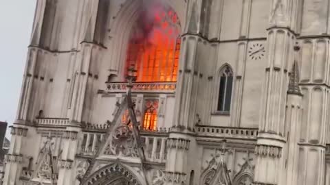 Cathedral in Nantes set on fire in three different places