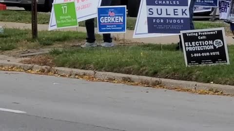 Shaking their rump for Trump at early voting in Toledo, OH. The line is at least an hour long....