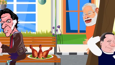 Imran Khan vs Narendra Modi funny video, Thief Eat My Chicken Leg Piece, funny animated videos,😃😃