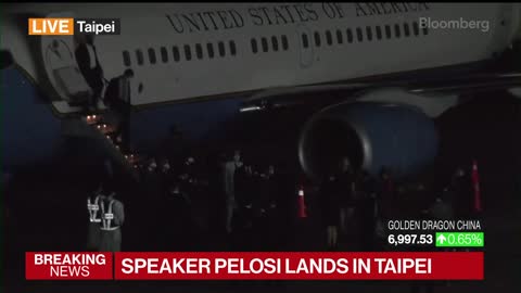 Watch as Speaker Pelosi Arrives in Taiwan