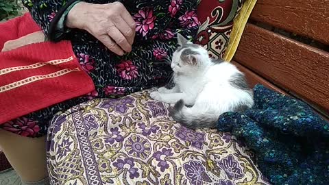 Grandma with her little friend
