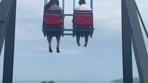 Korean tourist attraction, Sky Swing Couple Video.