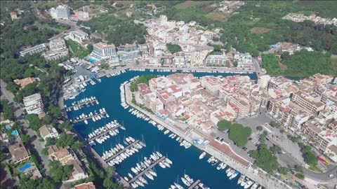 aerial view landscape of the beautiful bay of cala anguila with a wonderful turquoise sea porto