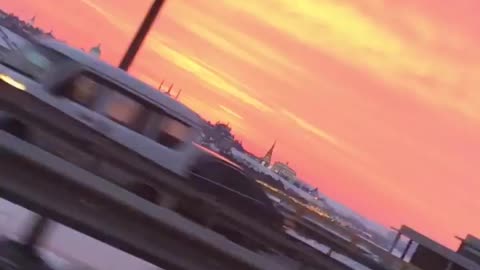 red burning sunset in Kazan Russia