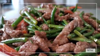 Beef strips and garlic shoots in oyster sauce | SitSe