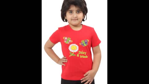 Funny Graphic Printed T Shirts Red Colour for Kids