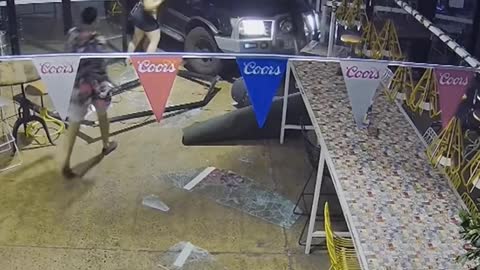 Land Cruiser ploughs into crowded pub over brawl