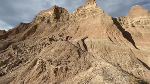 Biking down slope in the badlands!!