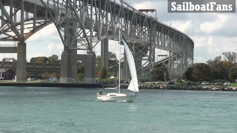 Gale Runner Sailboat Light Cruise Under Bluewater Bridges In Great Lakes