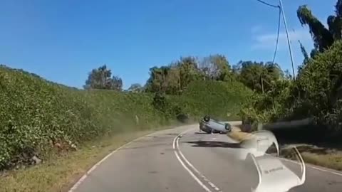 Lucky to walk away from flipped car