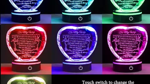 Valentines Day Gift, YWHL Gifts for Wife with Colorful LED Base I Love You Gifts