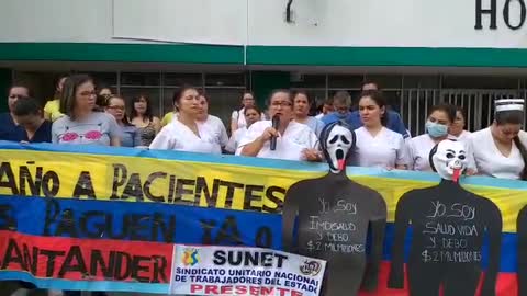 Protesta trabajadores Hospital de Floridablanca