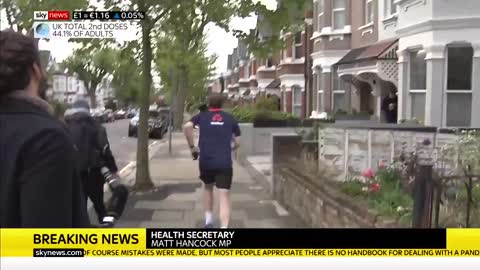 Health Secretary Matt Hancock, running away from reporters...